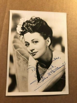 Olivia De Havilland Rare Early Autographed Photo 40s Gwtw Snake Pit