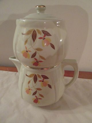 Rare Vintage Hall Jewel Tea Autumn Leaf China Drip Coffee Pot 1942 - 1945