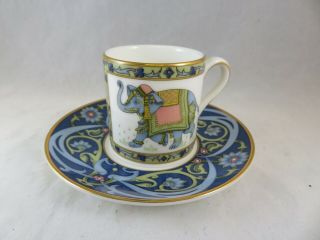 Vintage Wedgwood Blue Elephant Bond Shape Demitasse Cup And Saucer Set