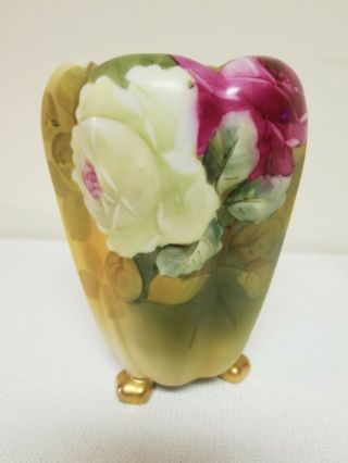 Antique Morimura Bros Nippon Hand Painted Footed Vase W/ Roses 7 " Tall