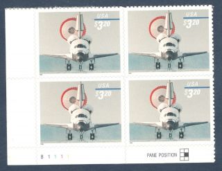 3261 Space Shuttle Landing Priority Mail Plate Block Mint/nh
