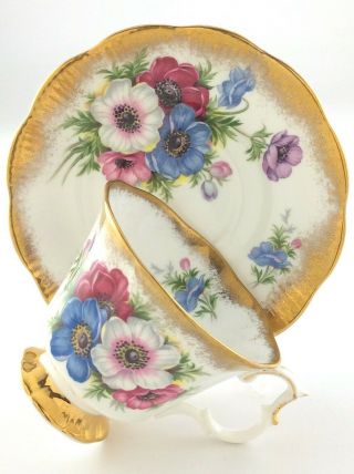 Vintage Teacup And Saucer Royal Albert Bone China England Windflowers T028