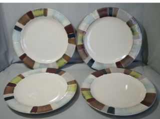 Tabletops Lifestyles Jentry Set Of 4 Round Hand Painted Dinner Plates 11” Euc