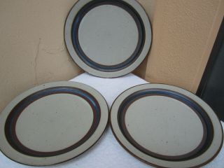 Otagiri Horizon Japan Vintage Stoneware Mid Century (3) Dinner Plates - Exc Cond