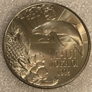 1992 Maui No Ka Oi One Dollar Trade Hawaii Token Coin Medal