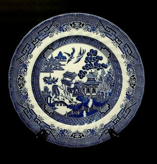 Blue & White Royal Wessex Blue Willow 10 " Dinner Plates Set Of 4