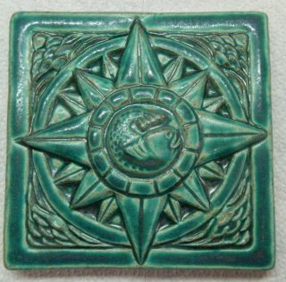 Pewabic Pottery Compass 6 " X 6 " Nautical Tile