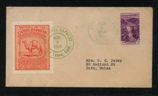 Us Camel Mail Cover Fort Tejon To La 1935 Red Label Kl0119