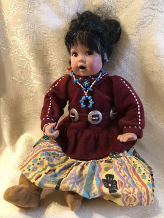 Perillo 1995 Artaffects Porcelain “gentle Flower” Doll Native American Dress