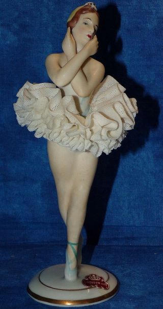 Vintage Alka West Germany Dresden Art Porcelain Prima Ballerina Dancer Figurine