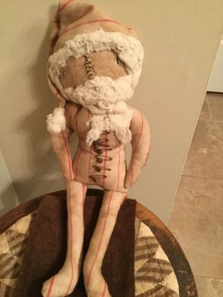 Early Primitive Hand Made Christmas Santa Clause Cloth Doll
