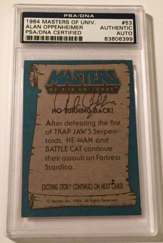 1984 Masters Of The Universe Alan Oppenheimer Signed Auto Card Psa/dna 53