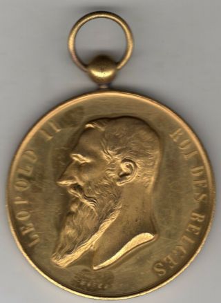 1901 Belgian Award Medal For Royal Equestrian Society,  King Leopold Ii Obv.