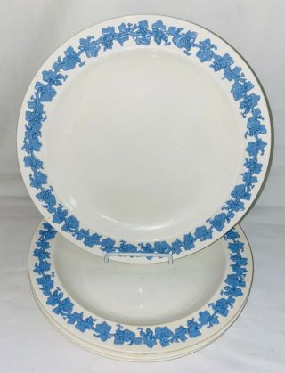 4 Wedgwood Queensware Lavender Blue On Cream 10 " Dinner Plates
