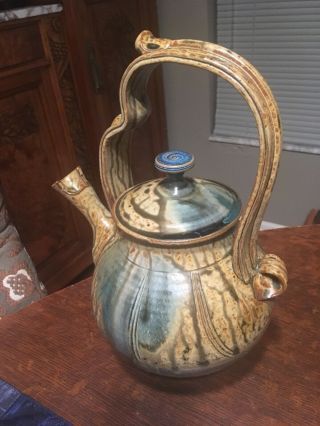 Signed Gene Gandee Hand Thrown Pottery Stoneware Teapot - Stunning Color,  Shape