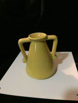 Rarely Seen Floramics Pottery 2 Handled Vase Bright Sunshine Yellow 4 Inch