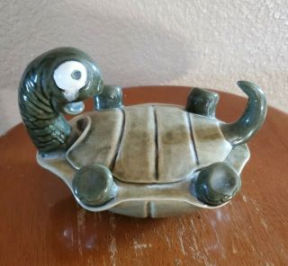 Rare Vtg Dorothy Kindell Collectible Pottery Ceramic Turtle Bowl Candy Dish 2