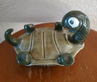 Rare Vtg Dorothy Kindell Collectible Pottery Ceramic Turtle Bowl Candy Dish 3