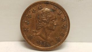 Civil War Token,  1863,  Bust Of George Washington / York.  Unc.  But Cleaned