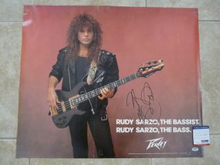 Rudy Sarzo Quiet Riot Whitesnake Signed 1988 Peavey 23.  5x28 Poster Psa Certified