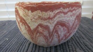 Vintage Ozark Roadside Tourist Pottery Red & White Swirl Planter