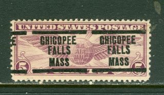 Chicopee Falls Ma 207 Precancel On 5 Cent Winged Globe Airmail,  Scott C12