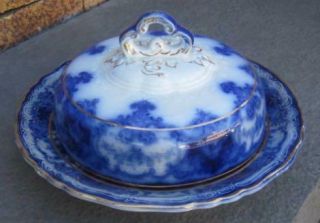 1896 - 1905 Maddock And Sons Dainty Royal Vitreous Flow Blue Butter Dish
