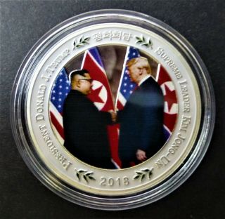 Donald Trump Kim Jong Un Peace Talks Singapore Summit 2018 - Silver Layered Coin