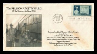 Dr Jim Stamps Us Gettysburg Reunion Fdc Cover Scott 978 Monarch Size Add On