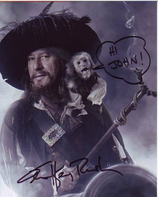 Geoffrey Rush Signed Pirates Of The Caribbean Barbossa Photograph - To John