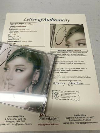 Ariana Grande Signed Positions Cd Cover Custom James Spence Jsa Certified