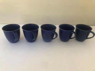 5 Scandinavian Höganäs Keramik Stengods Sweden Blue Coffee Or Tea Mugs