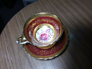 Red & Gold Paragon Teacup And Saucer - Pink Rose