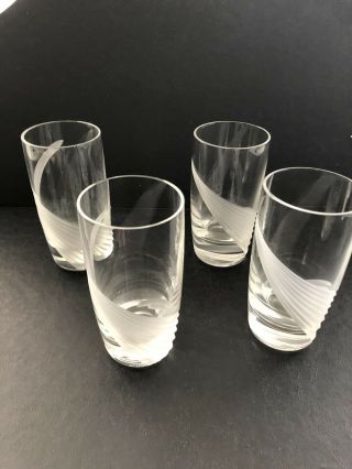 4 Lenox Windswept Crystal 5 7/8 " Frosted Swirl High Ball Glasses / Tumblers