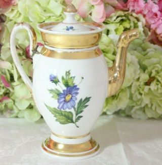 Old Paris Porcelain Hand Painted Tea Pot With Make - Do Repair