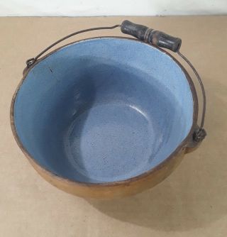 Antique Vintage Progressive Pottery Co.  Bowl With Wooden Handle