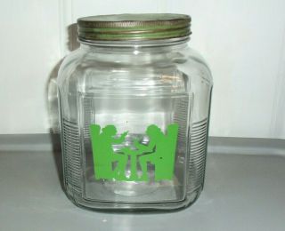 Hall China Silhouette Pretzel Cookie Jar Great Shape Clear Green