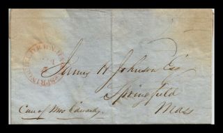 Dr Jim Stamps Us Stampless Cover Springfield Railway Post Office Rpo 1850