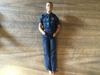 VINTAGE AFRICAN AMERICAN MATTEL KEN DOLL,  IN POLICE OUTFIT 2