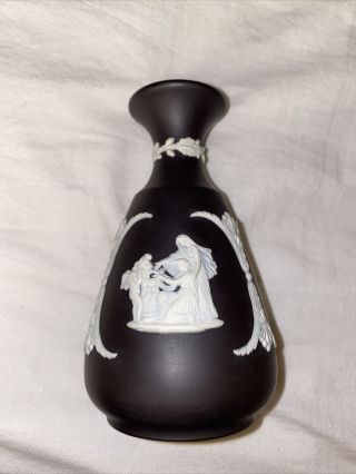 Vintage Wedgewood Jasperware Black & White Vase 3 Greek Mythology Scenes England