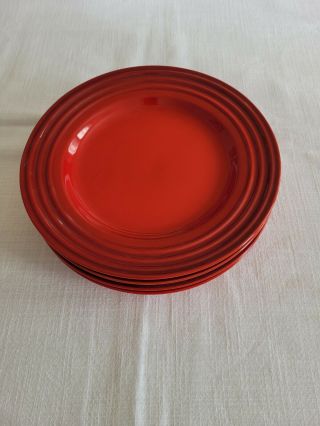 Le Creuset Cherry Red 10 Inch Dinner Plates Set Of 4.