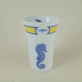 Costa Azzurra By Lynn Chase Porcelain Yellow & Blue 4 " Bud Vase (s) Tumbler