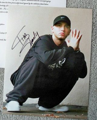 Eminem,  Slim Shady Hand Signed 8 1/2 X 11 Color Photo /
