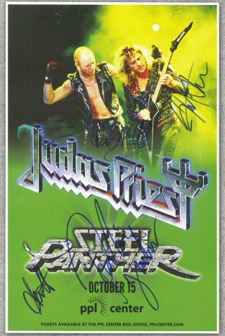 Judas Priest Autographed Gig Poster Ian Hill,  Rob Halford,  Glenn Tipton