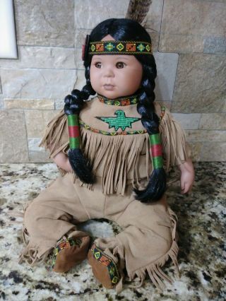 Native American Indian 13 " Porcelain Sitting Girl Doll - Madison Lee