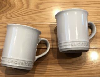 Set Of 2 " White " 12 Oz Le Creuset 4 " Tall Straight Mugs Nwt Stoneware Coffee Cup