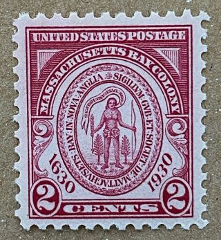 Us Stamps,  Scott 682 2c 1930 Seal Of Massachusetts Bay Colony " Jumbo " Xf M/nh