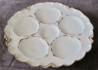 Haviland & Co.  Limoges White And Gold Trimmed 9 " Oyster Plate Made In France