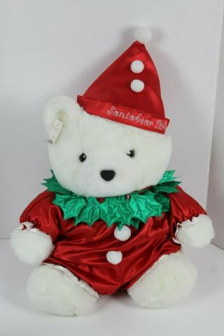 1994 Santa Bear Dayton Hudson Christmas Clown White Plush 18 "