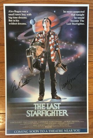 Lance Guest Nick Castle Signed The Last Starfighter 11x17 Movie Poster Cert Holo